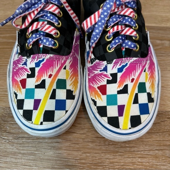 Vans Unisex Custom Flames Fire Sidewall Checkerboard Palm Tree Sneakers - Picture 6 of 12